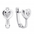 Срібні сережки Серце з фіанітами (82701б)