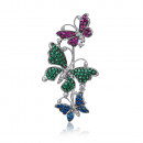 Срібна брошка «Метелики» з фіанітами. (T00060-1-SH/12/1)