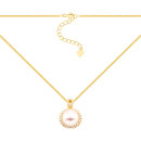 Срібне позолочене кольє з перлиною та фіанітами (SN01204-GD)