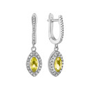 Срібні сережки-підвіски з перідотом та фіанітами (SE18602 с перидот)