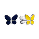 Срібні сережки Метелики з емаллю (SZDE06858)