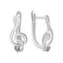 Срібні сережки Скрипічний ключ з фіанітами (SZDE15081)