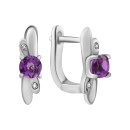 Срібні сережки з аметистом та фіанітами (SZDE15528 ам)
