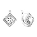 Срібні сережки з зеленим кварцом і фіанітами (SZDE15913 кв.з)