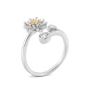 Срібна каблучка Квітка з позолотою та фіанітами (SZDR10116)