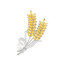 Срібна брошка-булавка Колоски з фіанітами та перлиною (TH00065)