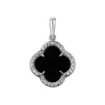 Срібна підвіска Конюшина з фіанітами та оніксом (30316ch)