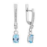 Срібні сережки-підвіски з топазом та фіанітами (с1272топRh)