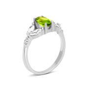 Срібна каблучка з перидотом і фіанітами (к1277перRh)