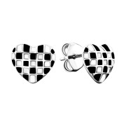 Срібні сережки-пусети Серце з емаллю (AE02592)