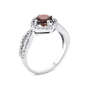 Срібна каблучка з гранатом і фіанітами (1521/1р-GARN)