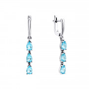 Срібні сережки-підвіски з топазом swiss і фіанітами (2960/9р-TSWB)