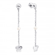 Срібні сережки-підвіски з перлами (2341/1р-PWT)