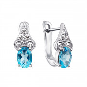 Срібні сережки з топазом swiss і фіанітами (Тд0014/топsw-E)