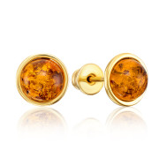 Срібні  пусети з бурштином E624C-GP-E/20/2787