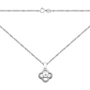 Срібне кольє з перлиною та фіанітами (SP00471)