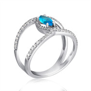Срібна каблучка з кварцом та фіанітами 1181/1р-QSWB