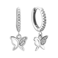 Срібні сережки-підвіски Метелик з фіанітами (1EA105286)