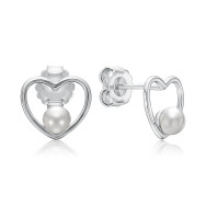 Срібні пусети Серце з перлинами 2E30331-E/12/4942