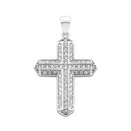 Срібний хрестик з фіанітами (2P11963)
