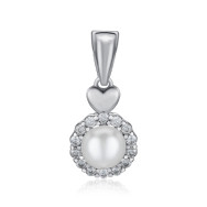 Срібна підвіска з перлиною та фіанітами 2P19817-P/12/4586