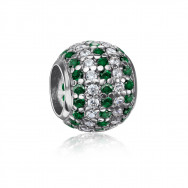Срібная намистина шарм з фіанітами.  (35150-1/12/1/1447)
