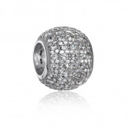 Срібна намистина шарм з фіанітами. Артикул 35150/12/1/13