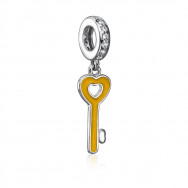 Срібна намистина шарм «Ключик» з емаллю і фіанітами. (35161/12/1/1691)