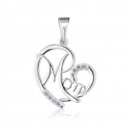 Срібна підвіска "Mom" з фіанітами (35368/12/1/36)