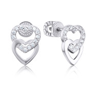 Срібні пусети Серце з фіанітами 40620/12/1/1