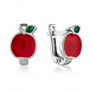 Срібні сережки "Яблуко" з емаллю (40968/12/1/957)