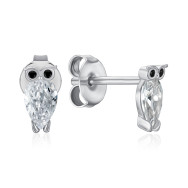 Срібні пусети Сова з фіанітами 5E26662-E/12/7