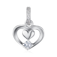 Срібна підвіска Серце з фіанітами 5PE40416-P/12/1