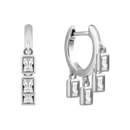 Срібні сережки-підвіски з фіанітами (SZDE13846)