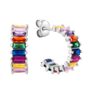 Срібні сережки-конго з фіанітами (SZDE13748)