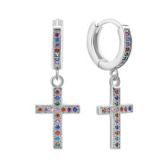 Срібні сережки-конго з фіанітами (SZSE08370 с)
