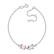 Срібний браслет з морганітом та аметистом (б1298Rh)