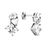 Срібні сережки-підвіски з фіанітами (с1327Rh)