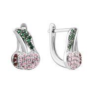 Срібні сережки Вишеньки з фіанітами (SZDE15080)