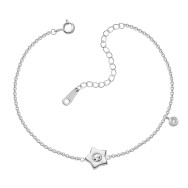 Срібний браслет з перламутром та фіанітами (B000136)