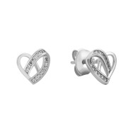Срібні пусети Серце з фіанітами (B01321)