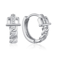 Срібні сережки-конго з фіанітами B01353-E/12/1