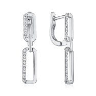 Срібні сережки-підвіски з фіанітами B02018-E/12/1