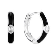 Срібні сережки-конго з емаллю та фіанітами (B18506)