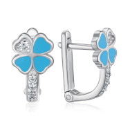 Срібні сережки Конюшина з емаллю та фіанітами DE06666-E/12/1756