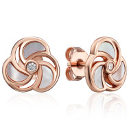 Срібні позолочені сережки-пусети з перламутром та фіанітом (HJES-847-ROSE-E/17/1558)