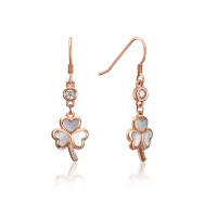 Срібні позолочені сережки з перламутром та фіанітами (HJES-843-ROSE-E/17/4510)