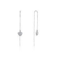 Срібні сережки-протяжки Серце з фіанітами (SE00290-E/12/1)