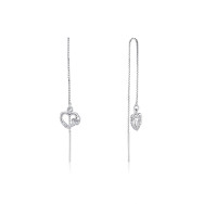 Срібні сережки-протяжки Серце з фіанітами (SE00321-E/12/1)