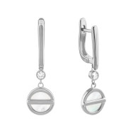 Срібні сережки з перламутром та фіанітом (E002940)